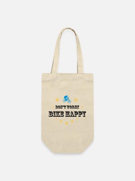 Don't worry bike happy - Geschenkbeutel für Flaschen - Natur