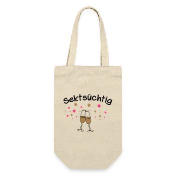 Sektsüchtig - Geschenkbeutel für Flaschen - Natur - Vorne