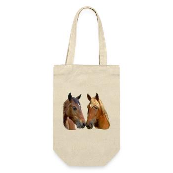 Twin Horses Umarmung - Geschenkbeutel für Flaschen - Natur - Vorne