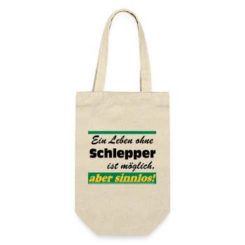 Traktor , Trecker , Schlepper Leben sinnlos .(25) - Geschenkbeutel für Flaschen - Natur - Vorne