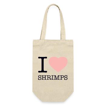 I LOVE SHRIMPS - Geschenkbeutel für Flaschen - Natur - Vorne