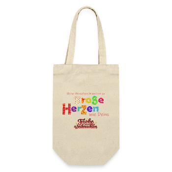 Kleine Menschen brauchen große Herzen - XMAS Danke - Geschenkbeutel für Flaschen - Natur - Vorne