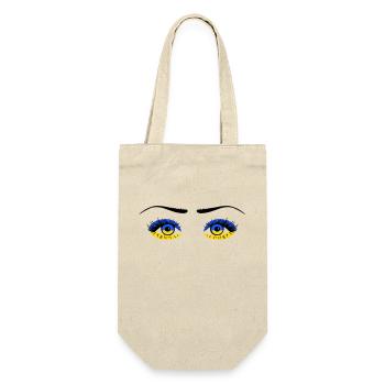 Ukraine Augen -Solidarität - Geschenkbeutel für Flaschen - Natur - Vorne