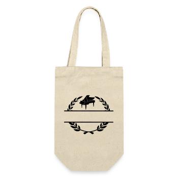 Klavier im Lorbeerkranzmonogramm - Geschenkbeutel für Flaschen - Natur - Vorne