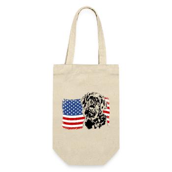 Riesenschnauzer Amerika Fahne Hunde Wilsigns - Geschenkbeutel für Flaschen - Natur - Vorne