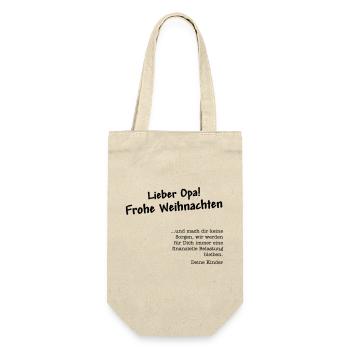 Lieber Opa - frohe Weihnachten - keine Sorgen! - Geschenkbeutel für Flaschen - Natur - Vorne