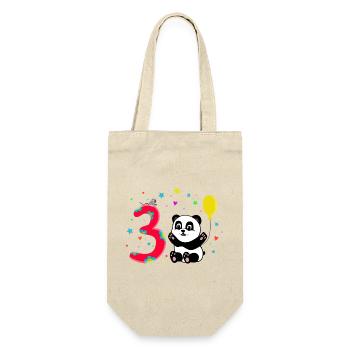 Third Birthday 3rd Year Old Panda Cute Gift - Gift Bag for Bottles - nature - Front