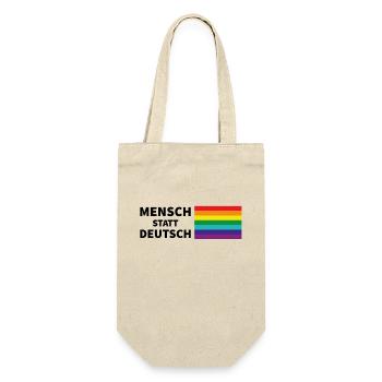 Mensch statt deutsch Spruch Pride Flagge - Geschenkbeutel für Flaschen - Natur - Vorne