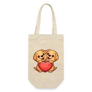 Golden Retriever Hunde Paar Verliebt Valentinstag - Geschenkbeutel für Flaschen - Natur - Vorne