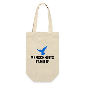 MENSCHHEITSFAMILIE mit Friedenstaube - Geschenkbeutel für Flaschen - Natur - Vorne