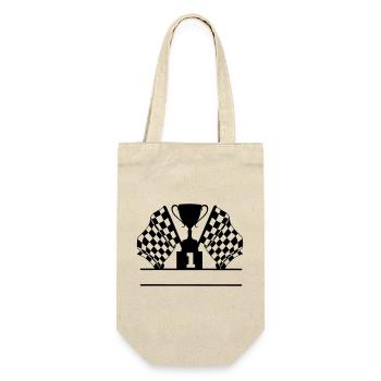 Car Racing Cup Flagge Nummer 1 - Geschenkbeutel für Flaschen - Natur - Vorne