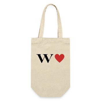 Letter w Red Heart - Gift Bag for Bottles - nature - Front