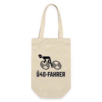 Ü40-Fahrer (Rennradfahrer / Rennrad / Fahrrad / B) - Geschenkbeutel für Flaschen - Natur - Vorne