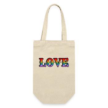 Retro Rainbow Love - Gift Bag for Bottles - nature - Front