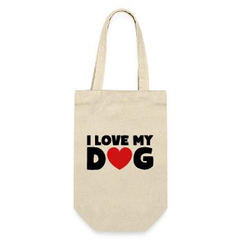I Love My Dog Heart Love Dogs - Gift Bag for Bottles - nature - Front
