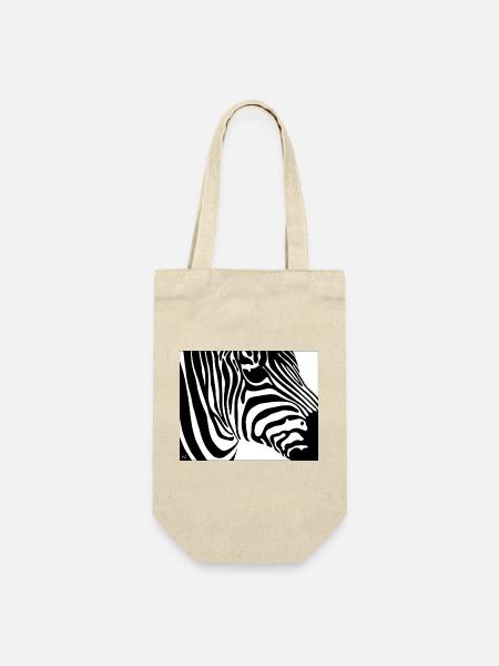 Zebraprint: Kontraststreifen - Geschenkbeutel für Flaschen - Natur