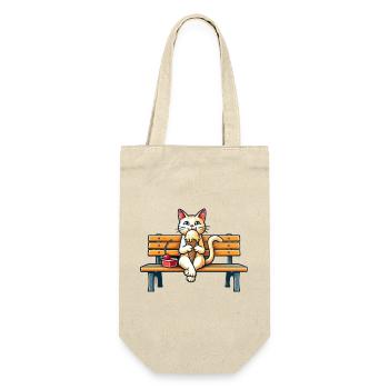 Cute Cat enjoying an icecream on a bench - Gift Bag for Bottles - nature - Front