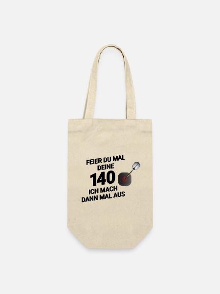 Lustiges Dart-Design – "Feier du mal deine 140... - Geschenkbeutel für Flaschen - Natur