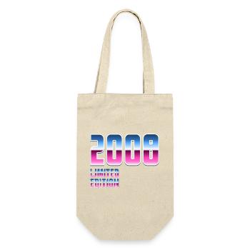 Neon Retro 2008 18ter Geburtstag - Geschenkbeutel für Flaschen - Natur - Vorne