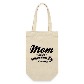 Mom 2026 Loading Mama - Geschenkbeutel für Flaschen - Natur - Vorne