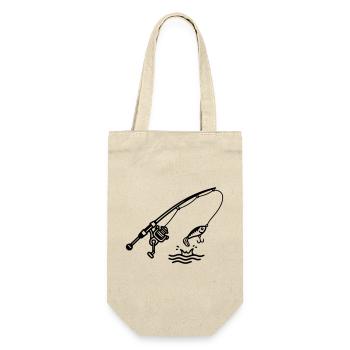 angeln fischen spinnrute petri heil logo - Gift Bag for Bottles - nature - Front