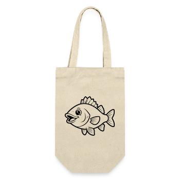 Süßer Barsch Fisch Comic Ausmalen - Geschenkbeutel für Flaschen - Natur - Vorne