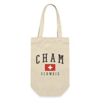 Cham Schweiz Flaggenstil - Geschenkbeutel für Flaschen - Natur - Vorne