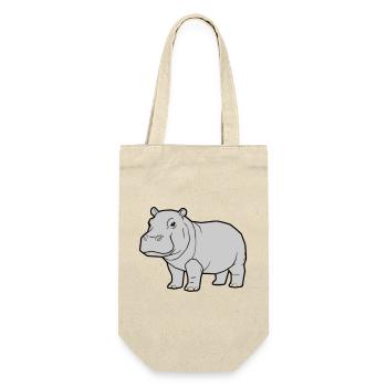 Nilpferd Stehend Comic Tier Zoo - Geschenkbeutel für Flaschen - Natur - Vorne
