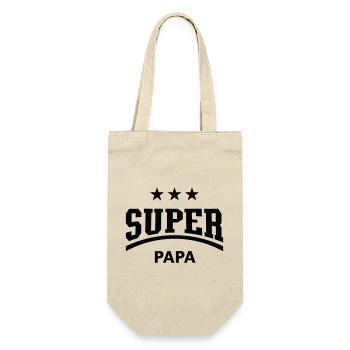 Super Papa (Papi / Vater / Vati / Vatertag / B) - Geschenkbeutel für Flaschen - Natur - Vorne