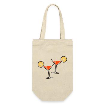 2 Cocktailgläser / Cocktail / Martini + (Orange) - Geschenkbeutel für Flaschen - Natur - Vorne