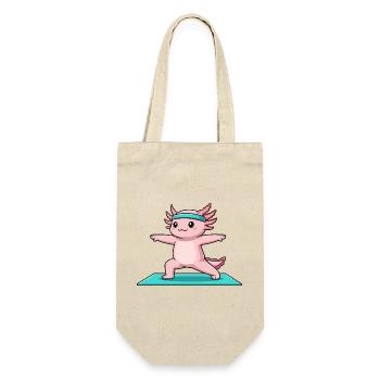 Yoga Axolotl-Fisch macht Krieger-Pose - Geschenkbeutel für Flaschen - Natur - Vorne
