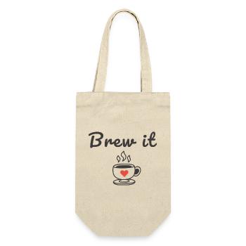 Brew It Coffee Quote Cute Minimal Cup Design - Gift Bag for Bottles - nature - Front