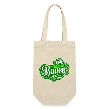 Herzblut Bauer Traktor - Geschenkbeutel für Flaschen - Natur - Vorne