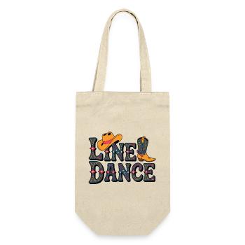 Line Dance Western Muster - Geschenkbeutel für Flaschen - Natur - Vorne