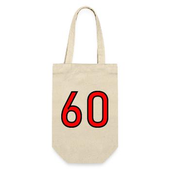 60. 60 JAHRE. 60-JÄHRIGES JUBILÄUM. 60. GEBURTSTAG. - Geschenkbeutel für Flaschen - Natur - Vorne