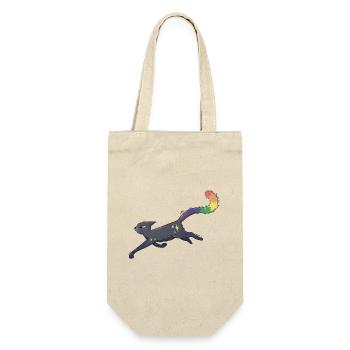 Katze mit Sternen und Pride Flagge - Geschenkbeutel für Flaschen - Natur - Vorne