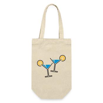 2 Cocktailgläser / Cocktail / Martini + (Hellblau) - Geschenkbeutel für Flaschen - Natur - Vorne