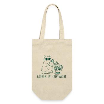Gießen ist Chefsache Coole Gärtner Katze - Geschenkbeutel für Flaschen - Natur - Vorne