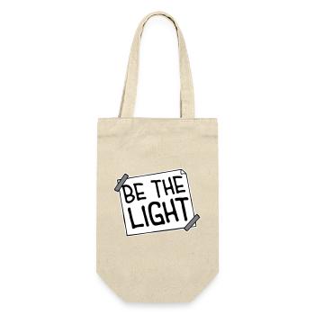 Be The Light Motivierend Positivität Spruch Logo - Geschenkbeutel für Flaschen - Natur - Vorne