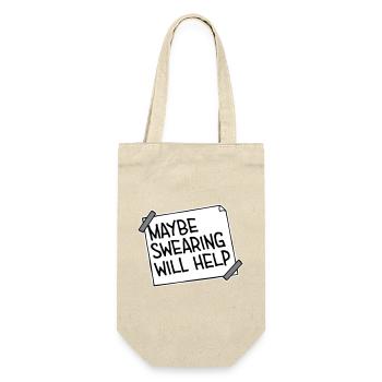 Maybe Swearing Will Help Sarkastisch Spruch Grafik - Geschenkbeutel für Flaschen - Natur - Vorne