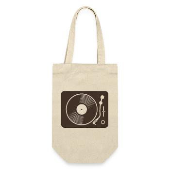 Design rétro en vinyle de platine - Sac à bouteille - nature - Devant