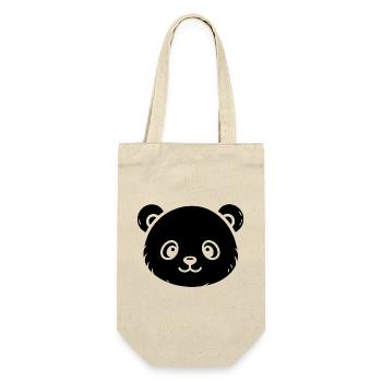Süßer Panda Skizze – flauschiges Tiermotiv - Geschenkbeutel für Flaschen - Natur - Vorne