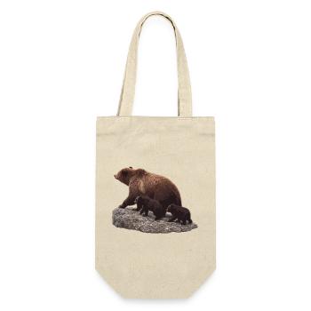 Mutterbär mit dem Jungen auf dem Felsen - Geschenkbeutel für Flaschen - Natur - Vorne