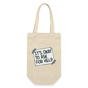 It's Okay To Ask For Help Hilfe Fragen Spruch Logo - Geschenkbeutel für Flaschen - Natur - Vorne
