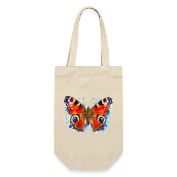 Pfauenschmetterling Aglais io Aquarell-Stil - Geschenkbeutel für Flaschen - Natur - Vorne