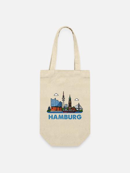 Hamburg Skyline Stadt - Geschenkbeutel für Flaschen - Natur