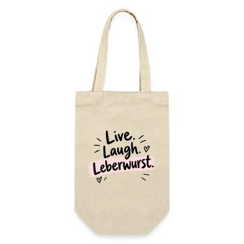 Live Laugh Leberwurst – Lustiger Spruch - Geschenkbeutel für Flaschen - Natur - Vorne