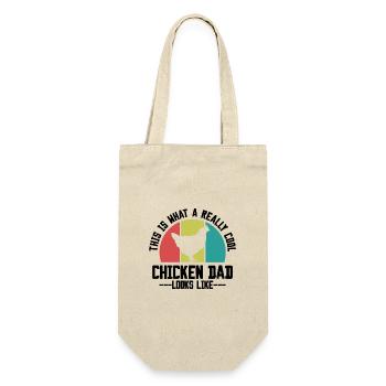 Huhn Papa Spruch Retro - Geschenkbeutel für Flaschen - Natur - Vorne