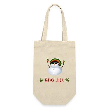 Rasta Schneemann God Jul - Schwedisch - Geschenkbeutel für Flaschen - Natur - Vorne