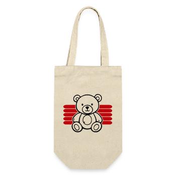 Baby Spielzeug Teddybär Stofftier lustige Sprüche - Geschenkbeutel für Flaschen - Natur - Vorne